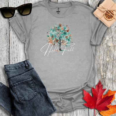 T-Shirt Sport Grey / S Hello Fall Tree Tee