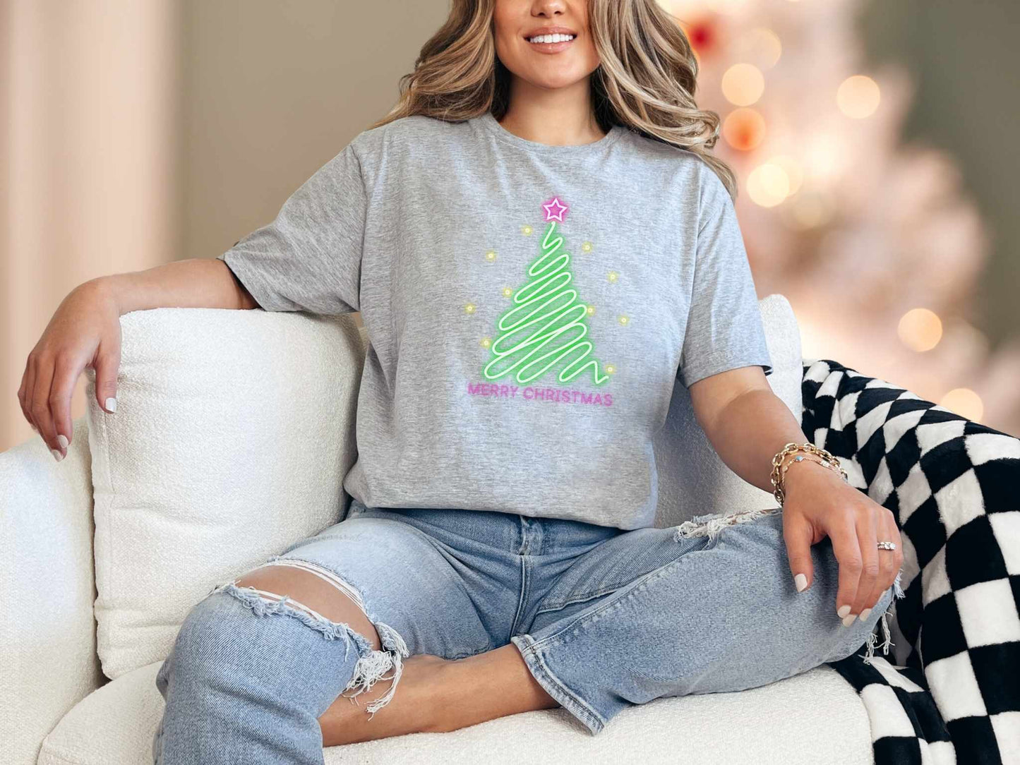 T-Shirt Sport Grey / S Neon Merry Christmas Tee