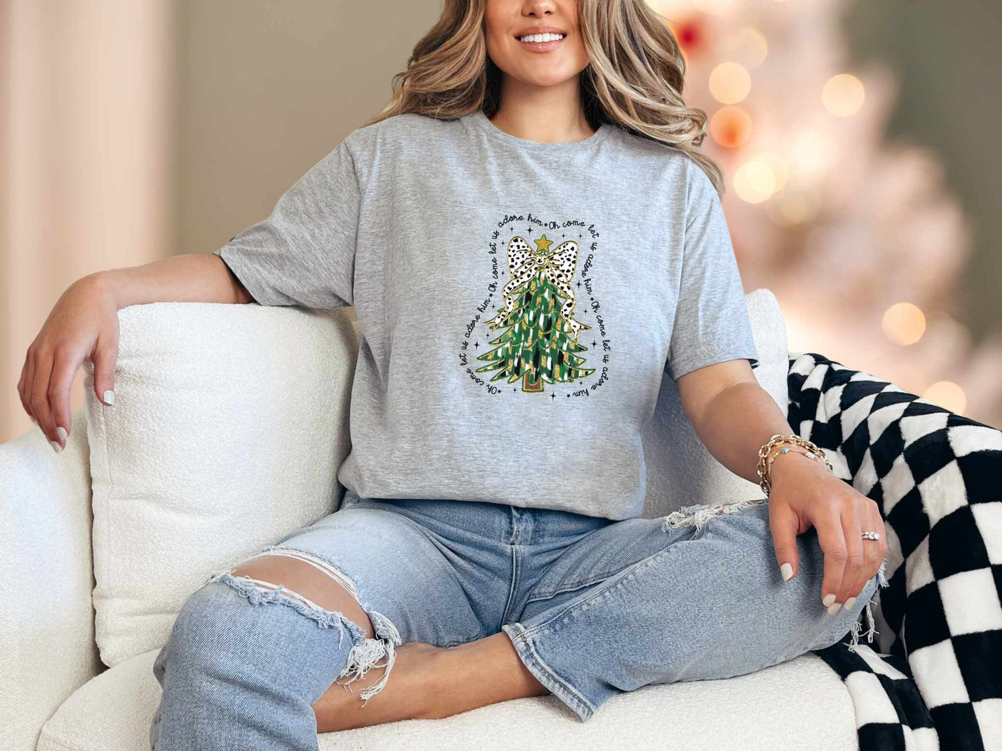 T-Shirt Sport Grey / S Oh Come Let Us Adore Him Tee