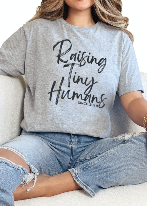 T-Shirt Sport Grey / S Personalized Raising Tiny Humans Tee