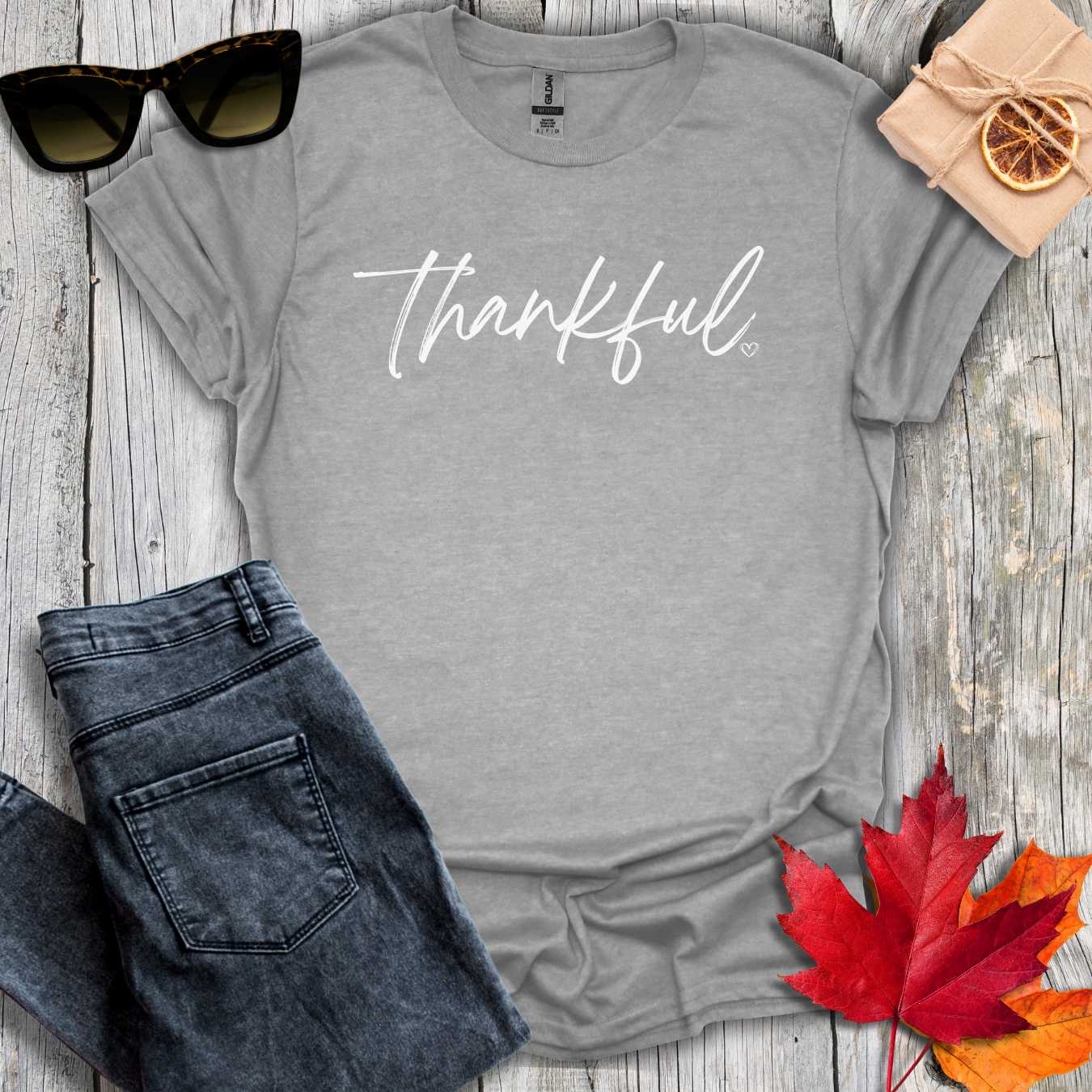 T-Shirt Sport Grey / S Thankful with Heart Tee