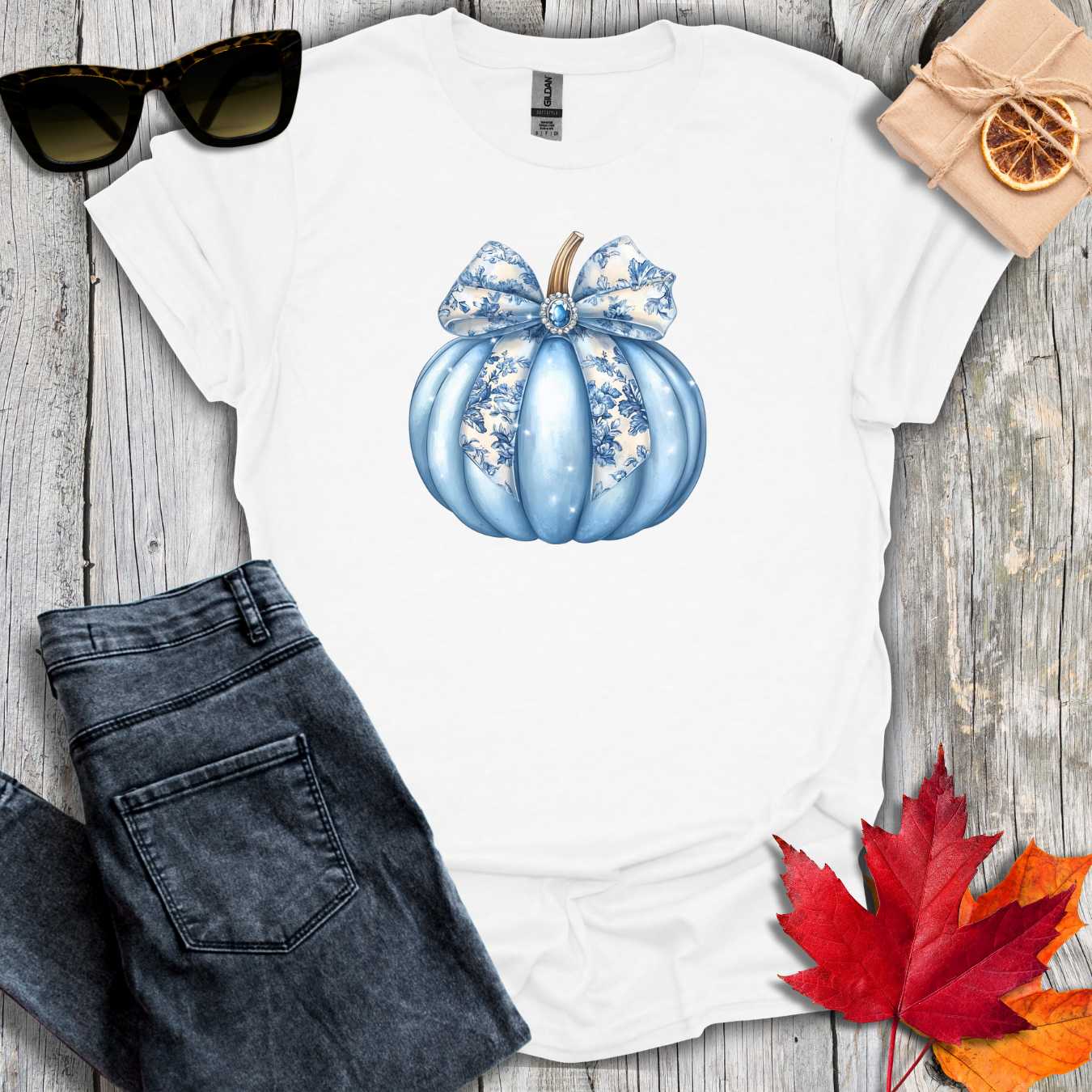 T-Shirt White / S Blue Pumpkin Coquette Tee