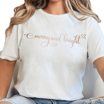 T-Shirt White / S Merry and Bright Rose Gold Tee