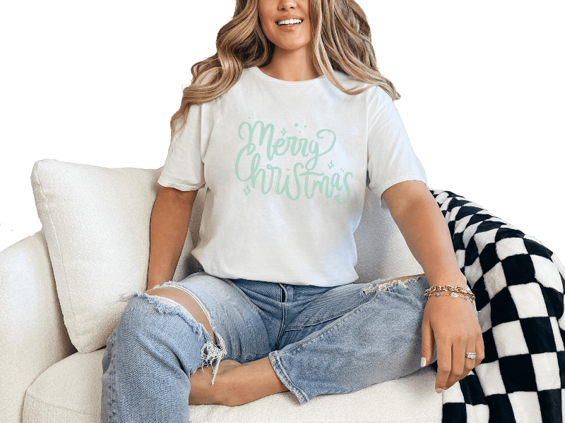 T-Shirt White / S Merry Christmas Brush Script Tee