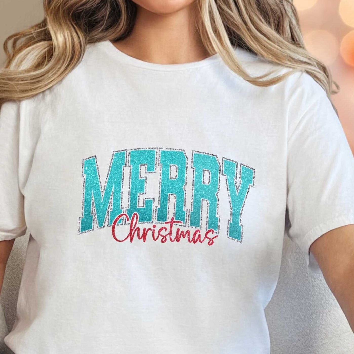 T-Shirt White / S Merry Christmas Glitter Tee