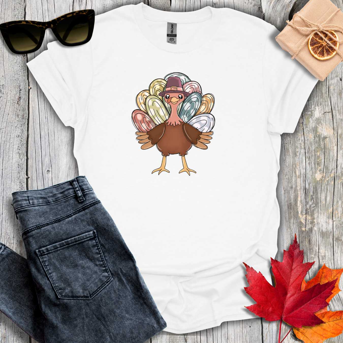 T-Shirt White / S Turkey with Pastel Tee