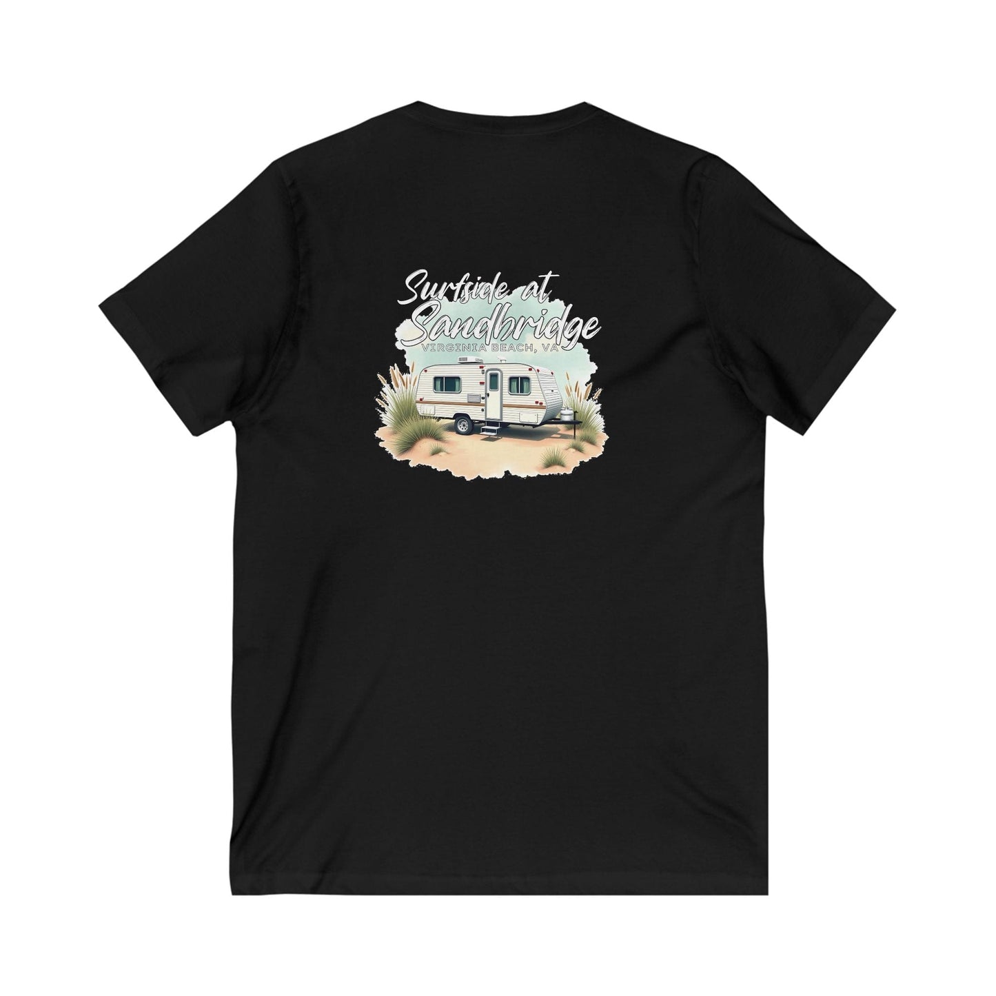 V-neck S / Black Surfside at Sandbridge Virginia Camper V-Neck Tee