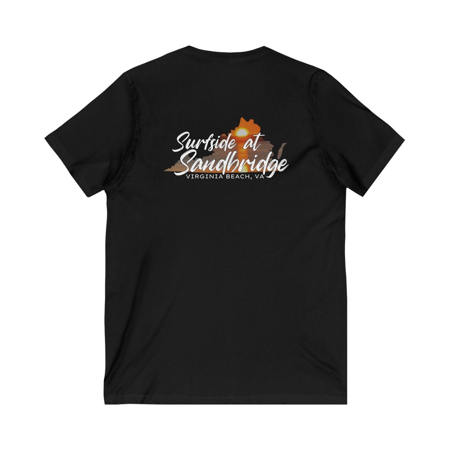 V-neck S / Black Surfside at Sandbridge Virginia Outline V-Neck Tee