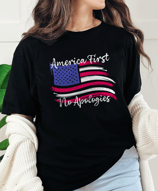 T-Shirt Black / S America First No Apologies Tee