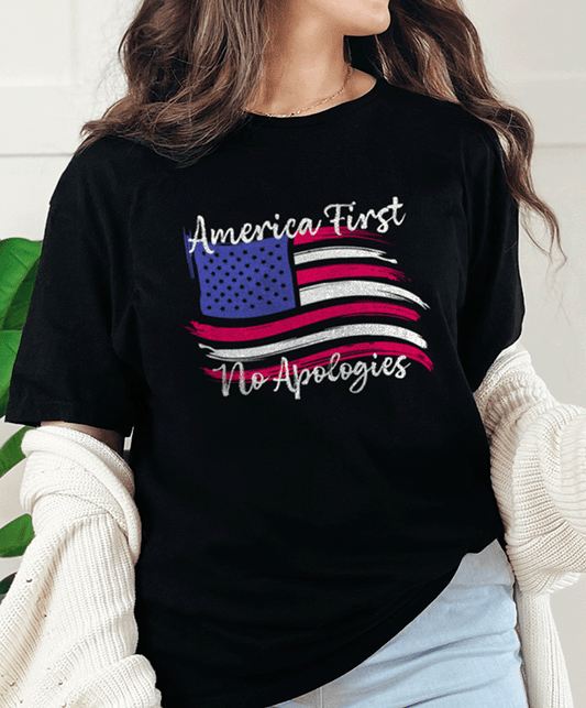 T-Shirt Black / S America First No Apologies Tee