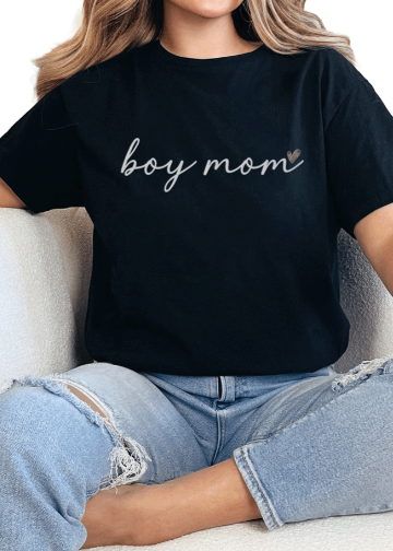 T-Shirt Black / S Boy Mom Camo Heart Tee