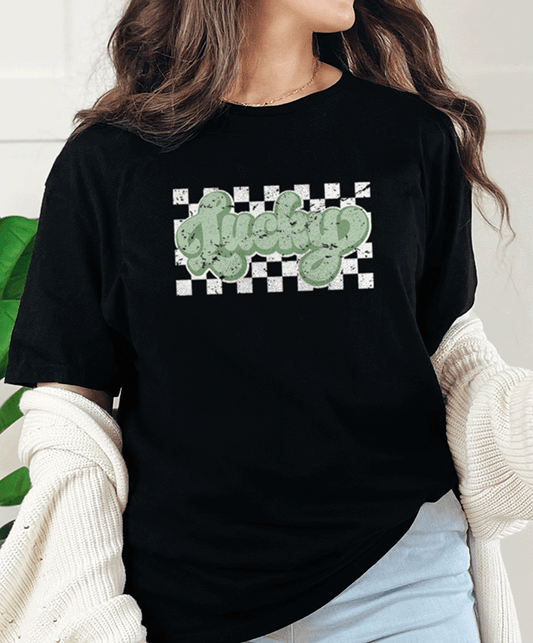 T-Shirt Black / S Checkered Lucky Tee