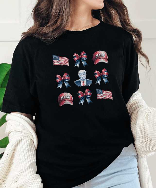 T-Shirt Black / S Coquette Trump MAGA Pattern Tee