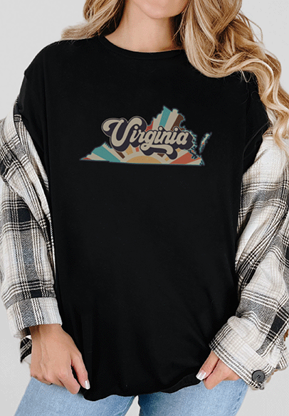 T-Shirt Black / S Retro Style Virginia State Short Sleeve Tee