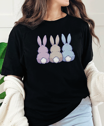 T-Shirt Black / S Three Bunnies Tee