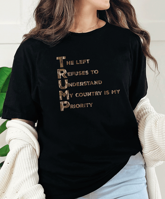 T-Shirt Black / S TRUMP Camo Acronym Tee