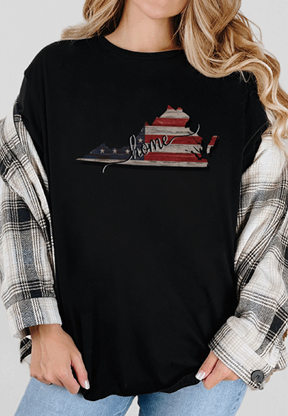 T-Shirt Black / S Virginia American Flag Short Sleeve Tee