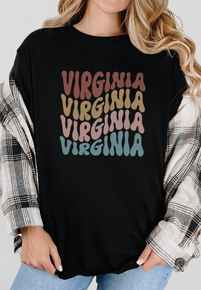 T-Shirt Black / S Virginia Retro Colors Short Sleeve Tee