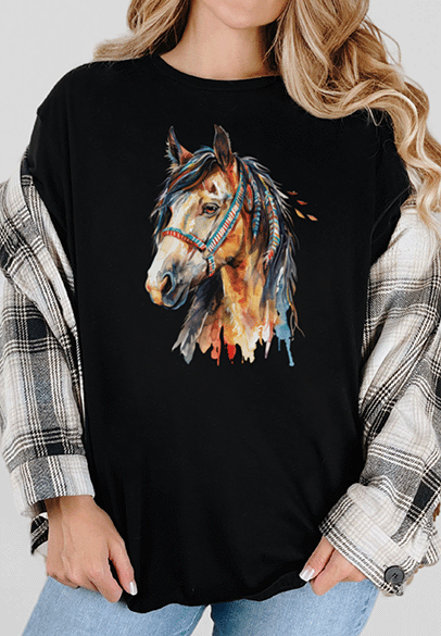 T-Shirt Black / S Watercolor Horse Tee