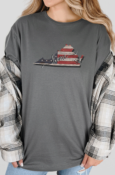 T-Shirt Charcoal / S Virginia American Flag Short Sleeve Tee