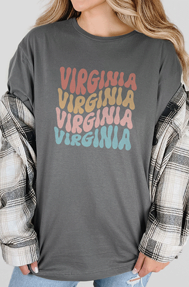 T-Shirt Charcoal / S Virginia Retro Colors Short Sleeve Tee
