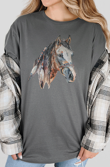 T-Shirt Charcoal / S Watercolor Horse 2 Tee