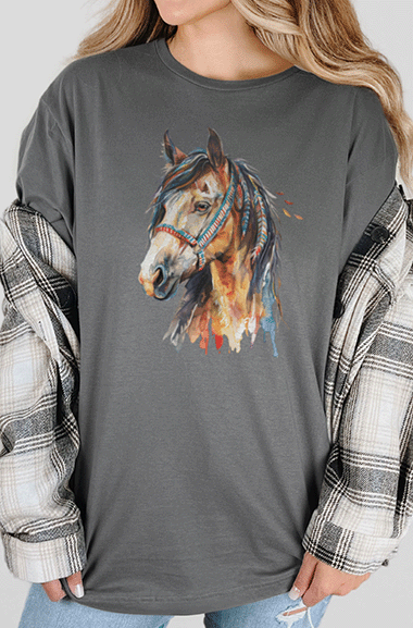 T-Shirt Charcoal / S Watercolor Horse Tee