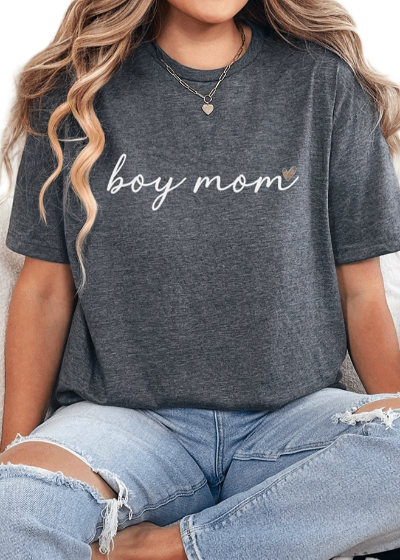 T-Shirt Dark Heather / S Boy Mom Camo Heart Tee