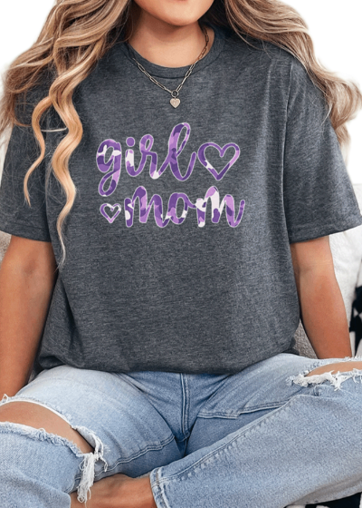 T-Shirt Dark Heather / S Camo Girl Mom Tee