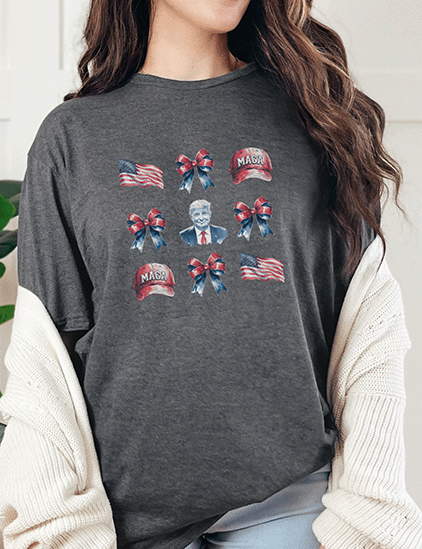 T-Shirt Dark Heather / S Coquette Trump MAGA Pattern Tee