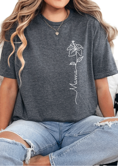 T-Shirt Dark Heather / S Flower Mama Tee