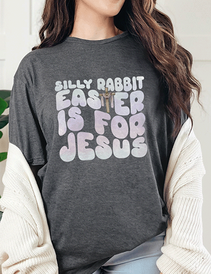 T-Shirt Dark Heather / S Silly Rabbit Easter Is For Jesus Tee