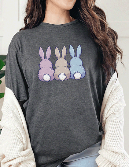 T-Shirt Dark Heather / S Three Bunnies Tee