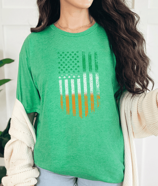 T-Shirt Heather Irish Green / S American Flag Irish Gradient Tee