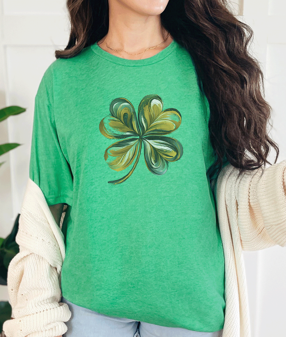 T-Shirt Heather Irish Green / S Brush Stroke Clover Tee