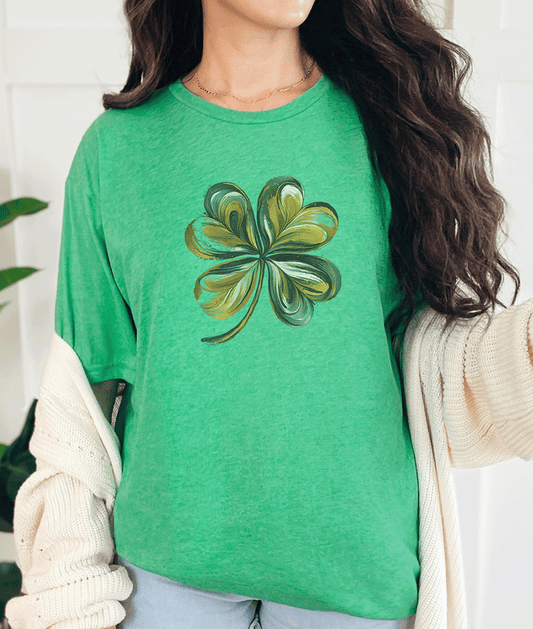 T-Shirt Heather Irish Green / S Brush Stroke Clover Tee