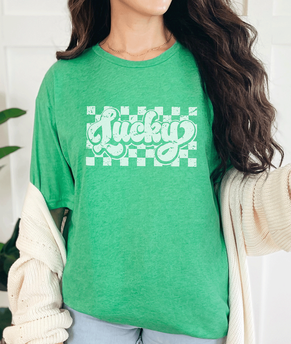 T-Shirt Heather Irish Green / S Checkered Lucky Tee