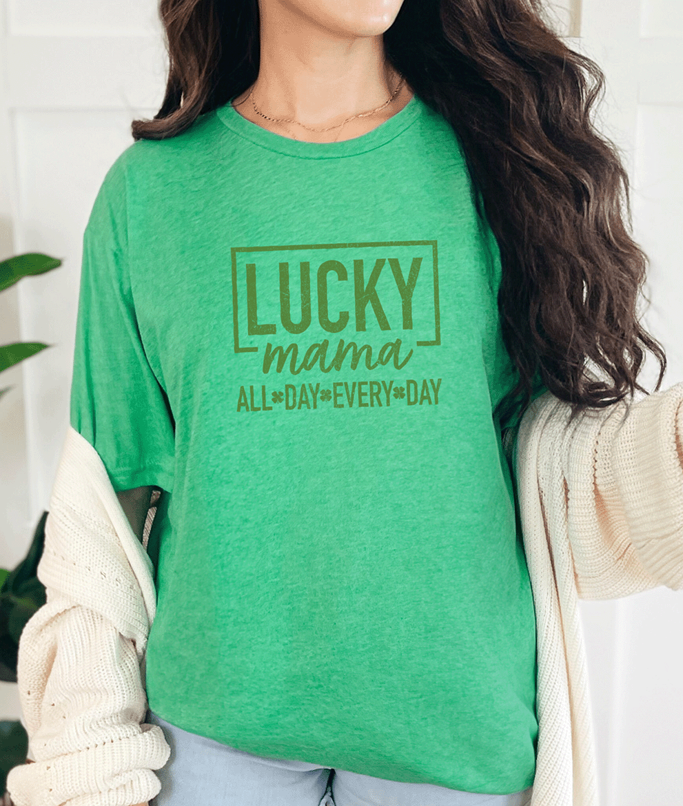 T-Shirt Heather Irish Green / S Lucky Mama All Day Every Day Tee