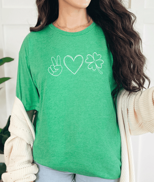 T-Shirt Heather Irish Green / S Peace Love St. Patrick's Day Tee
