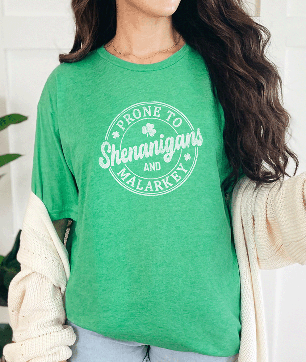 T-Shirt Heather Irish Green / S Prone To Shenanigans Tee