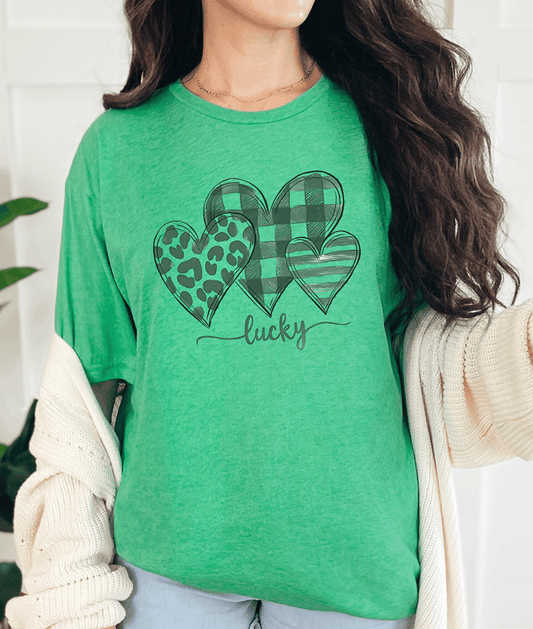 T-Shirt Heather Irish Green / S Three Hearts Tee