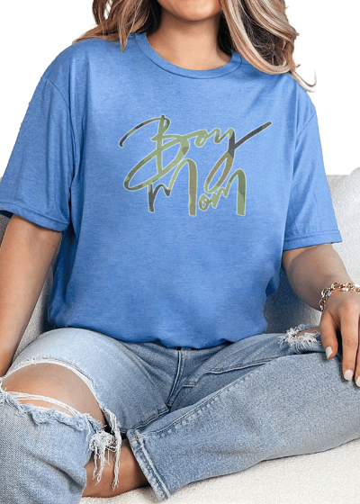 T-Shirt Heather Royal / S Camo Boy Mom 1 Tee