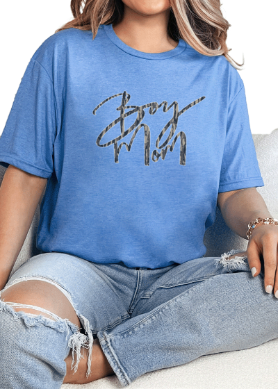 T-Shirt Heather Royal / S Camo Boy Mom 2 Tee