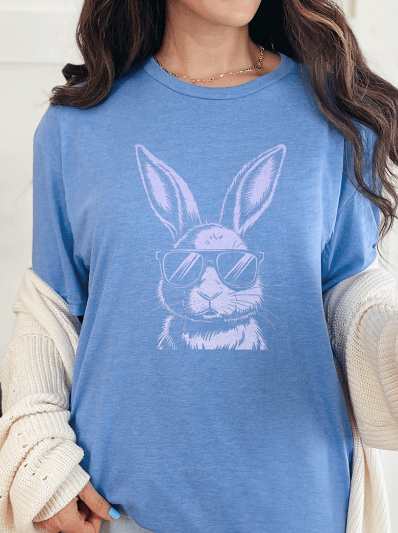 T-Shirt Heather Royal / S Easter Bunny With Sunglasses Tee
