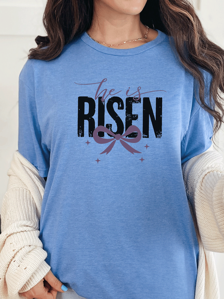 T-Shirt Heather Royal / S He is Risen Coquette Tee