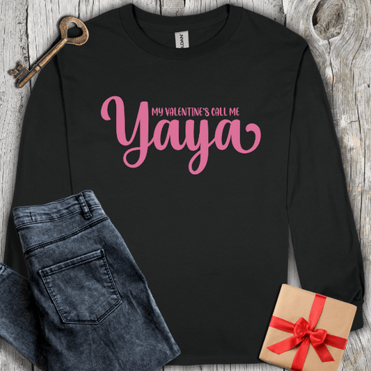 Long-sleeve Black / S My Valentines Call Me Yaya Long Sleeve Tee