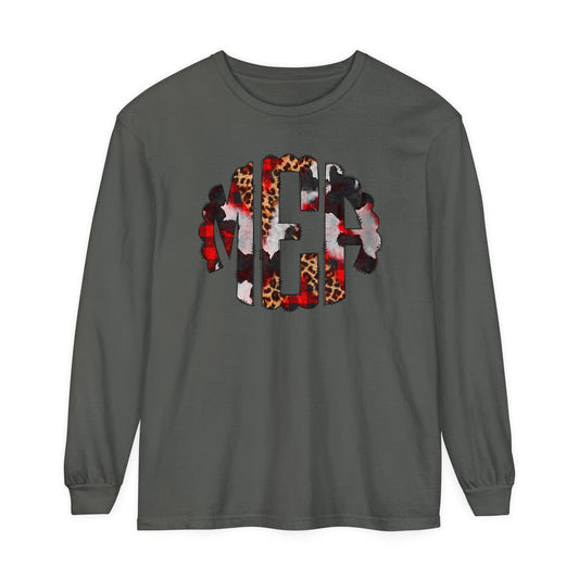 Long-sleeve Pepper / S Christmas Initials Comfort Colors® Long Sleeve Tee