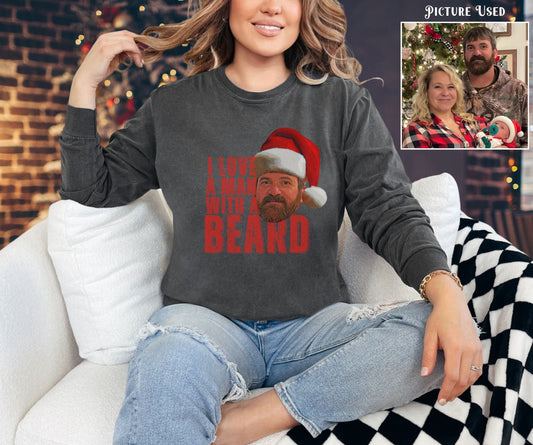 Long-sleeve Pepper / S Personalized Man With A Beard Comfort Colors® Long Sleeve Tee