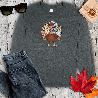 Long-sleeve S / Dark Heather Turkey with Pastel Long Sleeve Tee