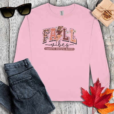 Long-sleeve S / Light Pink Fall Vibes Retro Long Sleeve Tee